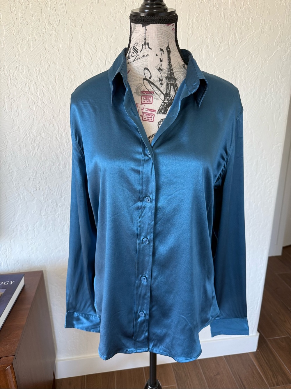 GAP Teal Satin Button-Down Blouse - Women Tops
